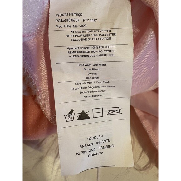 Toddler Pink Flamingo Halloween Costume 3 Piece One Size Fits Most Rubie’s - Picture 12 of 12